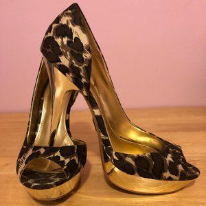 unique vintage style Leopard print gold platform